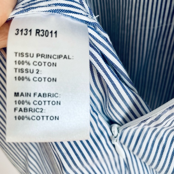 Carven blue pinstripe 100% cotton dress. Ruffled. Beautiful & comfortable. EU36 - Picture 10 of 14